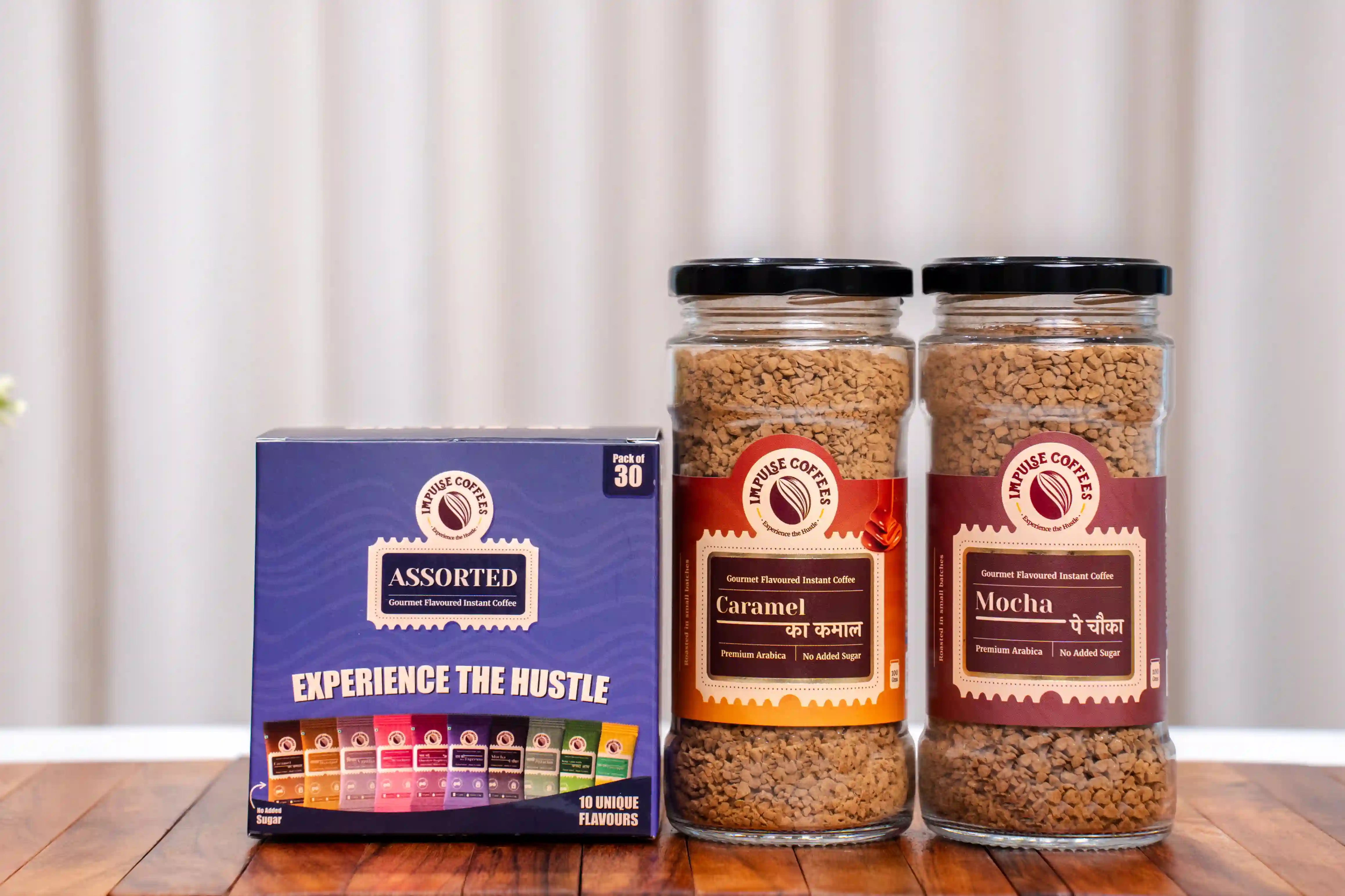 Double Trouble Combo | Assorted Sachet Box + 100g Mocha + 100g Caramel