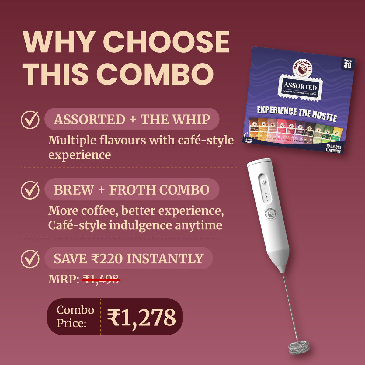 Hustle On The Go Kit | Assorted Box + The Whip (Frother)