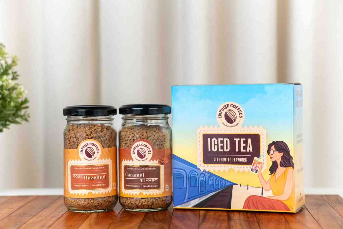 Sip à la Cannes | Impulse Coffees Assorted Instant Iced Tea Box + Caramel Ka Kamal 50gms + Nutkhat Hazelnut 50g