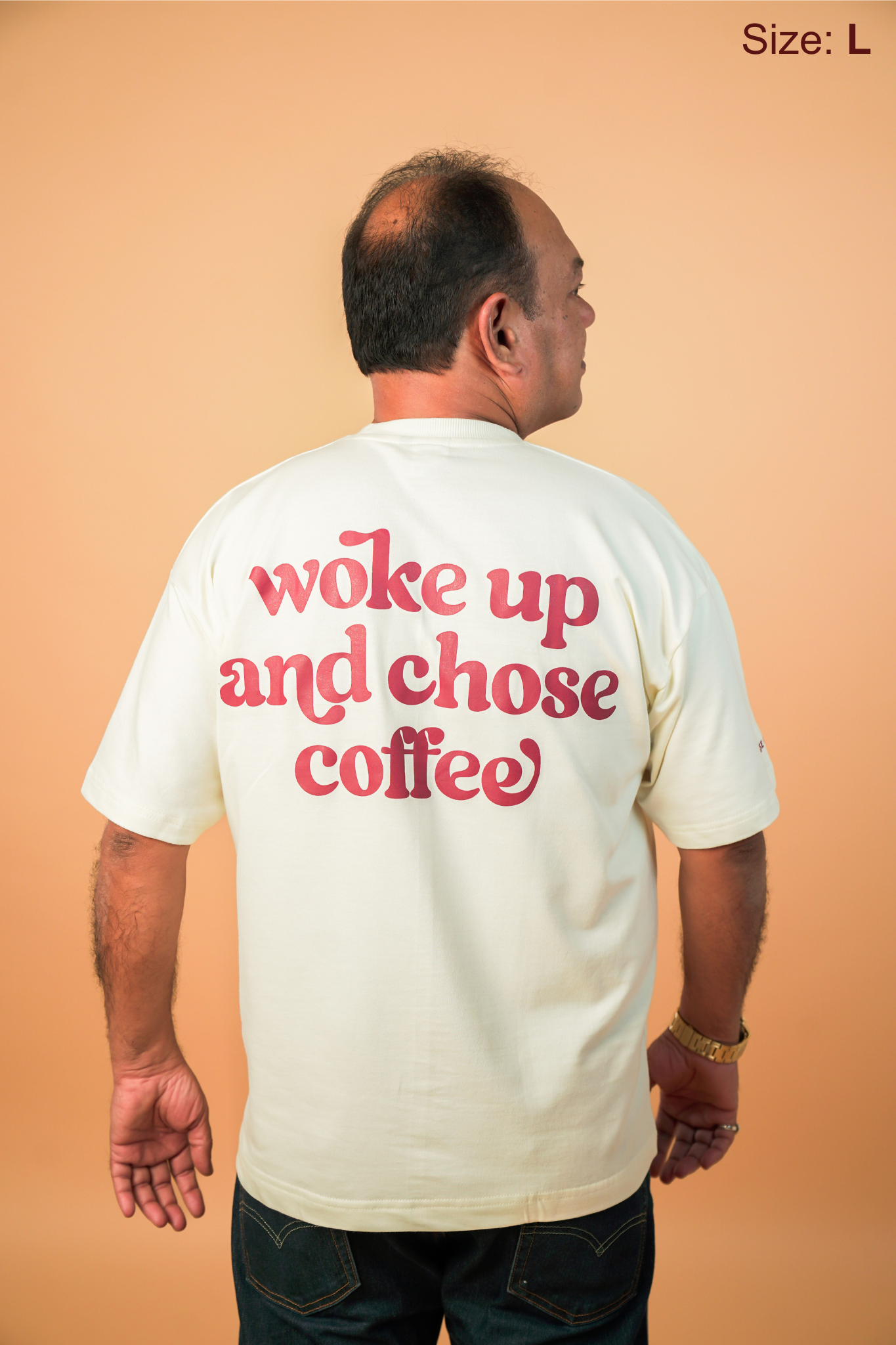 Woke Up and Chose Coffee - Oversized T-shirt - Antique White