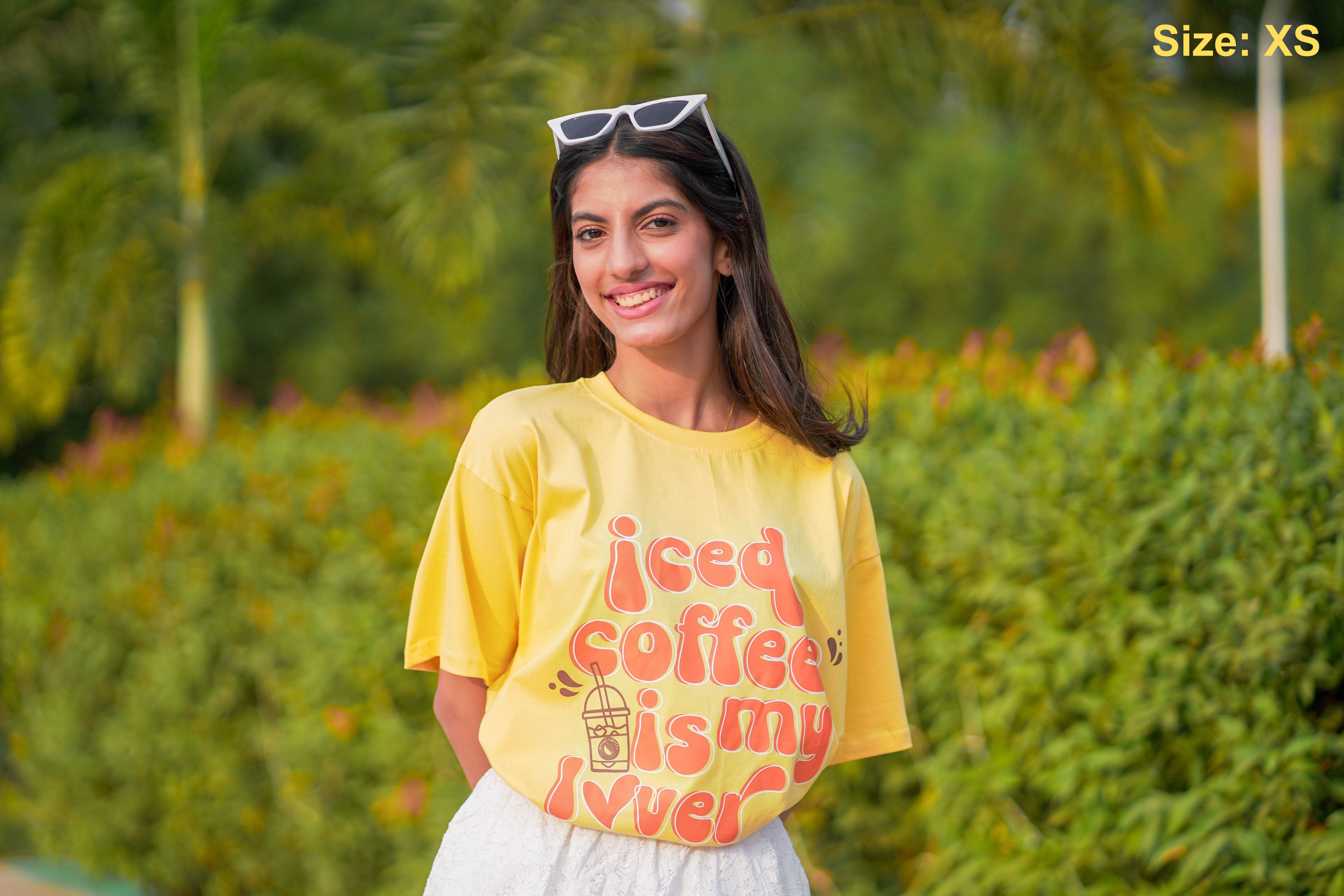 Oversized Sunshine Yellow Iced Coffee is My Lover T-Shirt