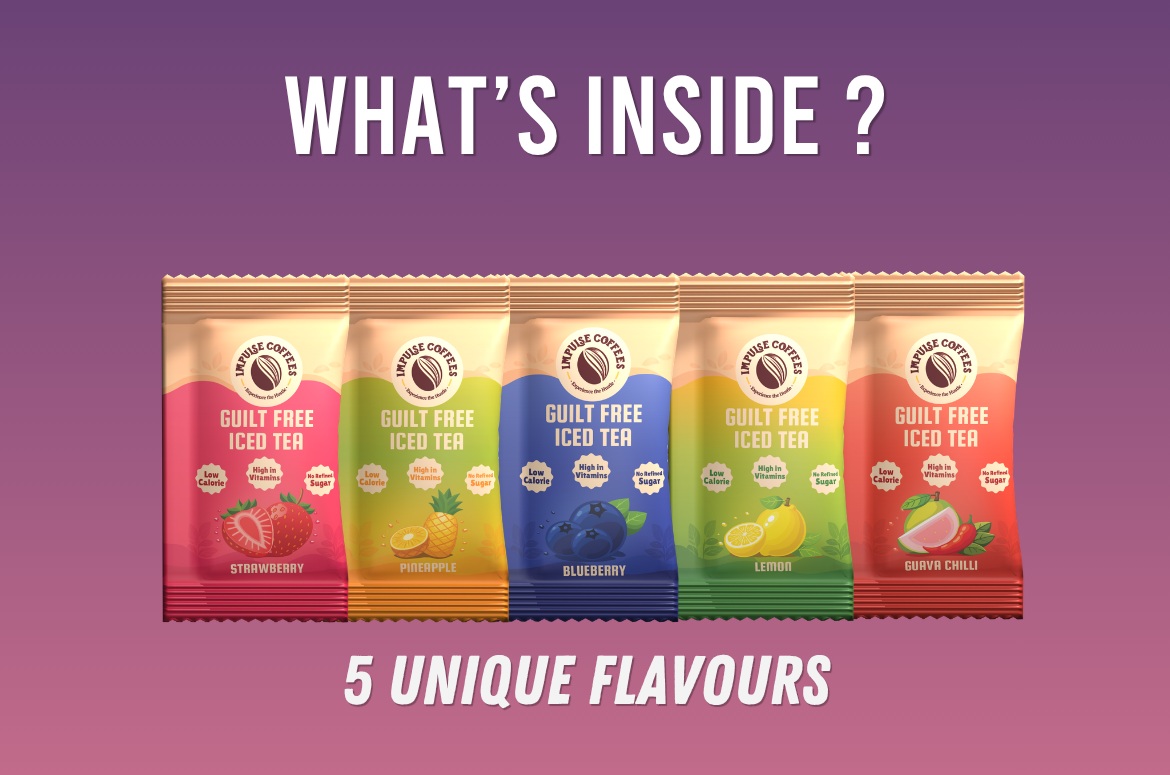 Assorted Guilt Free Iced Tea Pack | 5 Flavours | 100g - Pack of 5 Sachets
