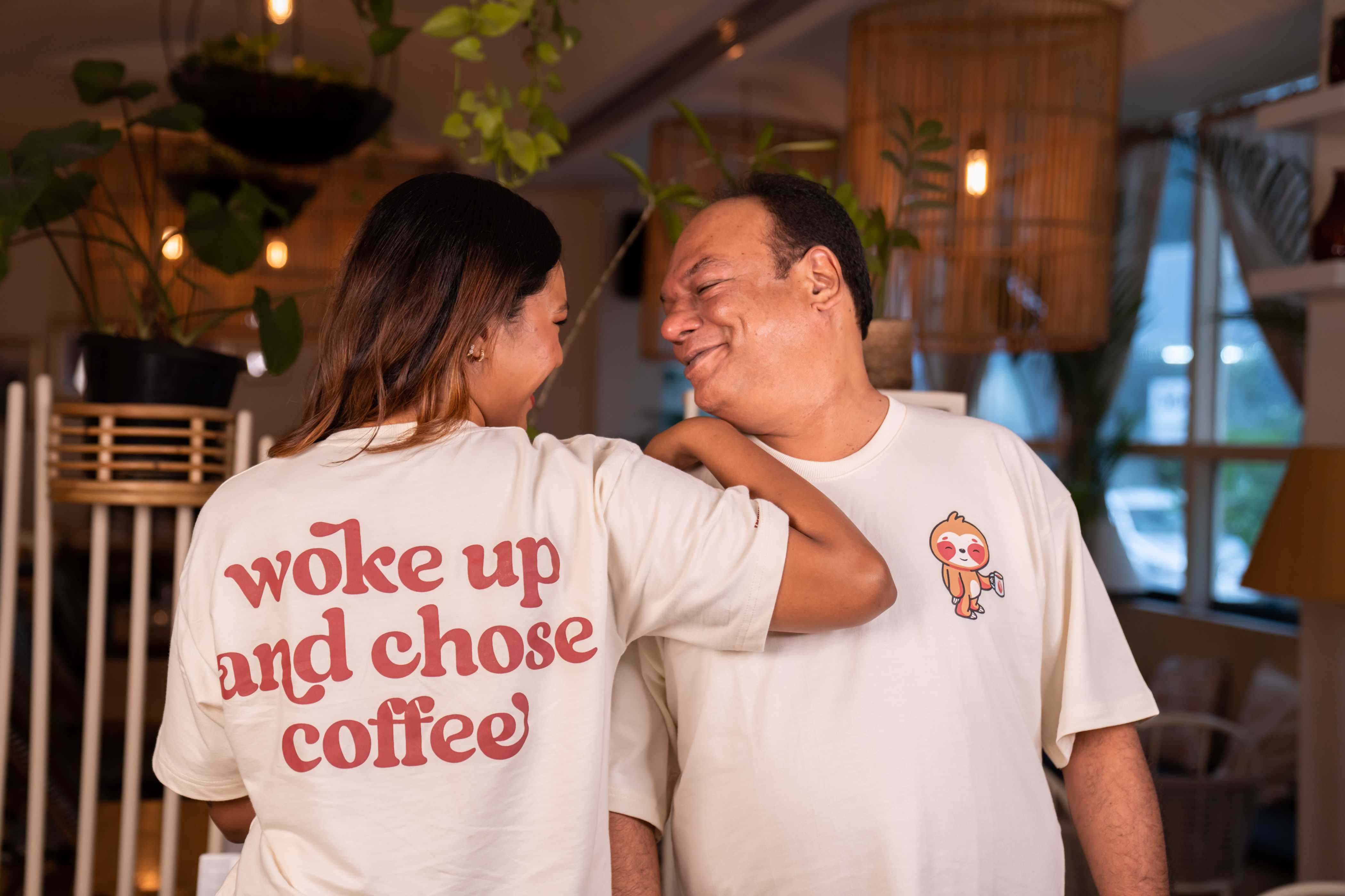 Woke Up and Chose Coffee - Oversized T-shirt - Antique White