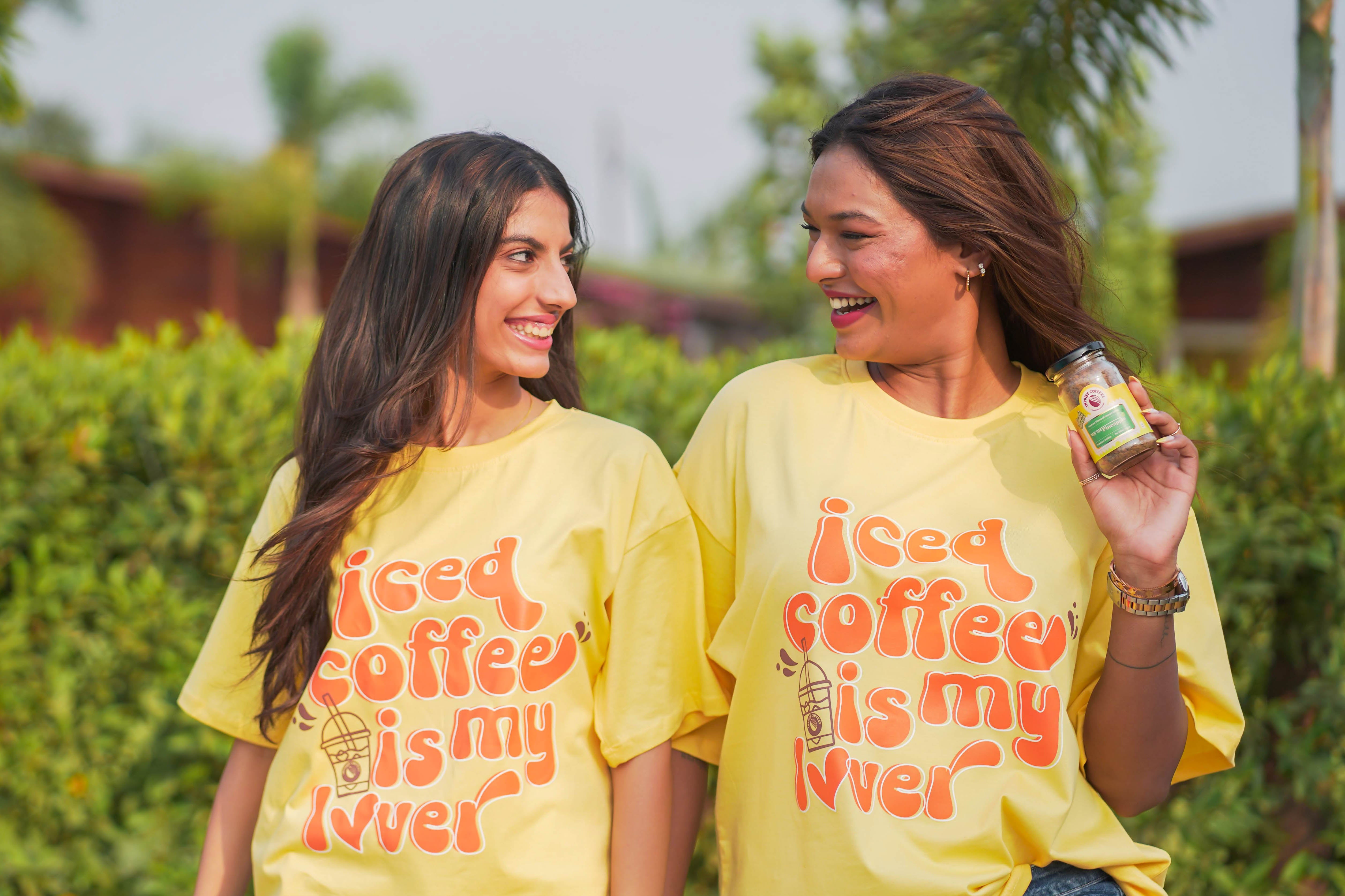 Oversized Sunshine Yellow Iced Coffee is My Lover T-Shirt