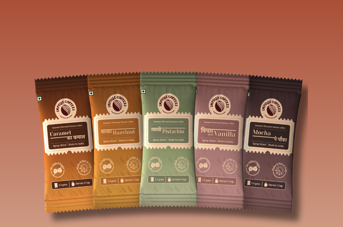 Impulse Coffees PACK OF 10 Coffee Sachets | Bestseller Box | Flavoured Instant Coffee Sachets | Spray Dried Coffee