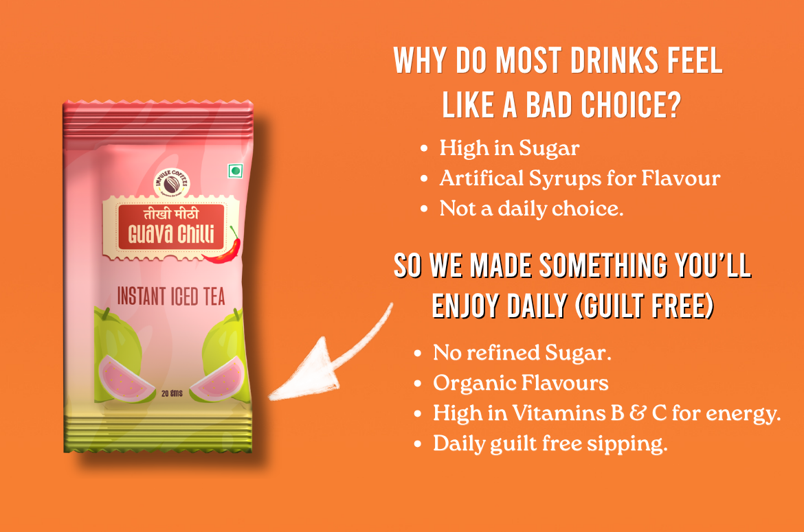 Guava Chilli Iced Tea | No Refined Sugar | 100g - Pack of 5 Sachets