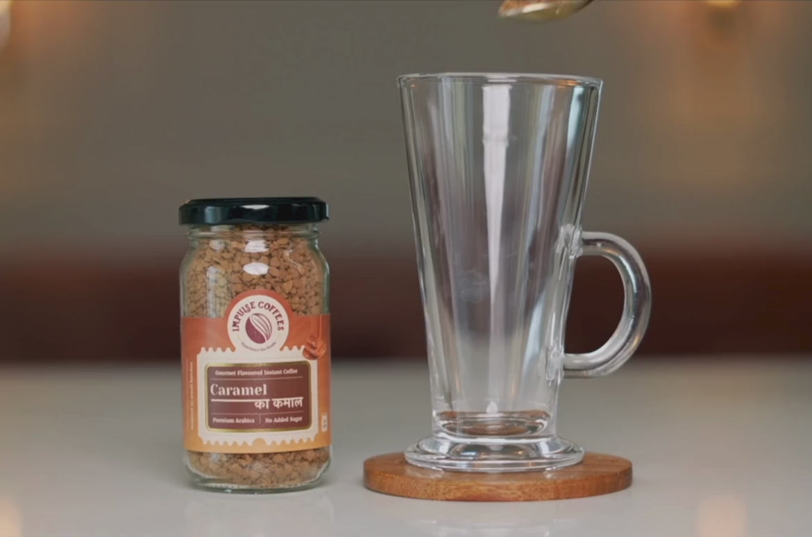 A video of "How to make Caramel ka Kamal coffee" by impulse coffees